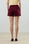 Burgundy Pleated Women's Shorts - 4