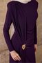 Women's Shawl Detailed Dress with Gold Accessories, Plum - 5