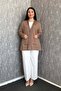Women's Plus Size Short Cardigan with Stone Collar and Pockets, 3 Buttons 903-3 - 5