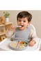 - Silicone Baby Feeding Set with Plate Bowl 10Pcs - Grey - 2