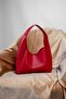 Red Faux-Chic Leather, Snap Fastener, Single Compartment, Zippered Makeup Bag, Hand, Arm and Shoulder Bag (Marteniçka Bracelet Is a Gift!) !))