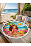 Summer Holiday Girl's Round Beach Towel Turquoise 150 cm - 2