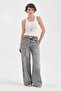 Women's Cross-Closure Front Detailed Design Palazzo Jeans - 3