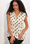 Women's Waist-Slit Polka Dot Shirt 20395 - Ecru - 3