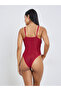 Burgundy Apex Strap Non Padded Wired Floral Lace Panelled Bodysuit with Mesh Back - 3