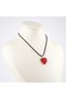 Red Howlite Natural Stone Heart Pendant - Love and Energy Themed Leather Cord Necklace - 4