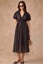 V-Neck Fringed Soft Fabric Dress Brown 9463-E - 5