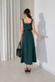 Emerald Green Strappy Square Neck Belt Detail Midi Length Crepe Fabric Dress - 2