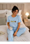 Women's Front Embroidered Short Sleeve Oslo Pajama Set - 2