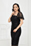 Square Neck Beaded Pencil Dress - Black - 2
