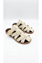 Women's Suede Belt Detailed Gold Buckle Flat Sole Closed Front Summer Comfortable Women's Slippers - 5