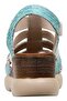 Women's vegan leather blue chunky sole sandals - ethnic faience design - 5
