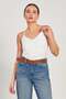 Women's cross-back tank top with built-in bra pads - ecru - 4