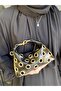 Leather Look Handbag with Gold Metal Accessories, Suitable for Hand Use - 2