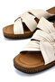 Women's Genuine Leather Beige Heeled Slippers - 4