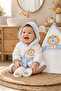 Baby Boy Bathrobe Set Towel Set 100% Cotton Fabric 0-2 Years - Newborn Gift - 5
