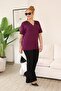 Plus Size Purple Blouse with Pearl Detail - 3