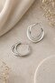 Stainless Steel Silver Color Double Filled Hoop Earrings - Tarnish Resistant Anti-Allergic Design Earrings - 5