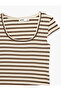 Slim Fit U-Neck Short Sleeve Striped T-Shirt - 5
