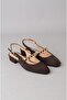 Seç 2657 chain detail genuine leather shoe (heel height: 3 cm) coffee suede - 4