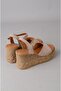Seç 4036 Genuine Leather Padded Heel Sandals (Heel Height: 9 Cm, Platform: 3 cm) Mink Suede - 5