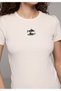 Slim Fit Round Neck Embroidered Women's Ecru Short Sleeve T-Shirt - 4