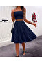 Women's Elastic Waist Layered Flared Skirt Viscose Cotton Fabric Boyy 55 cm - 5