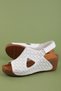 Women's Genuine Leather Wedge Heeled Casual Sandals Iz.1955 White - 3