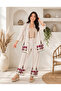 Premium Ethnic Embroidery Kimono Jacket and Pants Two-Piece Set - 5
