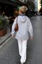 Women's Gray Color Lined Hooded Raincoat with Fleto Pockets Arm-26Y001092 - 3