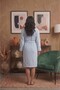 Bodrum Women's 100% Cotton Terry Fabric Drawstring Balloon Sleeve Belted Maternity and Postpartum Dress - 3