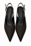 Women's Brown Suede Snake Pointed Toe 5 cm Gold Heel Shoes