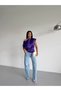Women's Purple One-Shoulder Asymmetrical Cut Satin Blouse Hzl26W-Fry121171 - 2