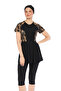 Short Sleeve Lycra Semi-Closed Swimsuit 6274 Black05 - 2
