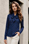 Scarf Polka Dot Shirt B20391 Navy Blue - 2