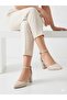 Women's Cream Closed Back Single Strap Pointed Toe Heeled Shoes - 2