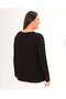Women's V-Neck Black Stoned Straight Sleeve Black Blouse - 5