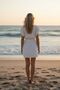 Women's White V-Neck Mini Beach Dress - 2