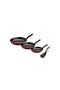 Non Stick Fry Pan Set 3 Piece Aluminium Cookware with Spatula 20 22 24 cm Red Set