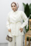 Shawl Detailed Waist Drawstring Double Set Tsd260229 Ecru - 2