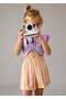 Girl's Striped Shorts Set Purple