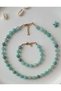 Turquoise Agate Natural Stone Necklace and Bracelet Set Handmade Women's Jewelry Set Summer Chic Design