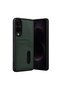 Samsung Galaxy S25 Compatible Edge Sara Leather Case with Business Card Holder - Dark Green - 4