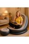 Luxury Flocked Inflatable Sofa with Footrest – Thick Cushioned Portable Recliner, Foldable PVC Lounge Chair - 7