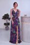 Women's Tie-Dye Patterned Thick Strap Slit Backless Maxi Woven Dress Blue, Purple, Green - 6