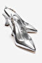 Women's Open Back Pointed Toe 7cm Heeled Shoes Silver - 5