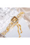 Elegant Women's Gold Square Case Watch with Rhinestone Dial Scale Square Bezel and Adjustable Chain Quartz Style - 3