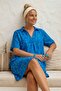 Blue Shirt Collar Short Sleeve Patterned Casual Viscose Woven Dress 105 65 - 8