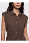 Quality Pieces from Çelebi Store: Linen Look Shirt Dress with Belted Waist - 3