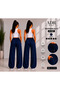 2-Piece Wide Leg Sweatpants Navy Blue Daily Use Loose Fit - 3